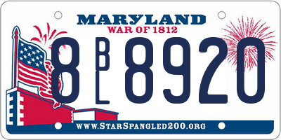 MD license plate 8BL8920