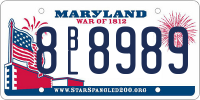 MD license plate 8BL8989