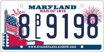 MD license plate 8BL9198