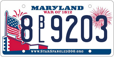 MD license plate 8BL9203