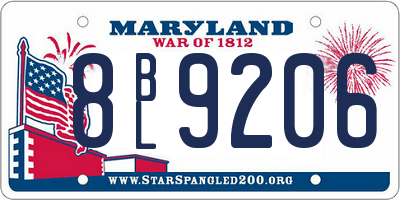 MD license plate 8BL9206