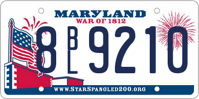 MD license plate 8BL9210