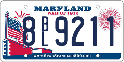 MD license plate 8BL9211