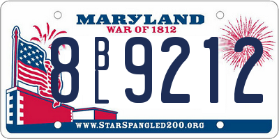 MD license plate 8BL9212
