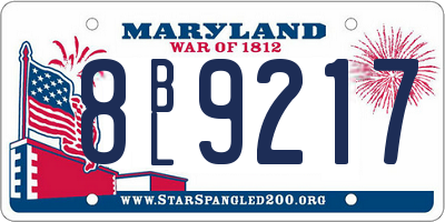 MD license plate 8BL9217