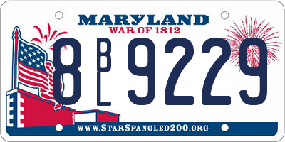 MD license plate 8BL9229
