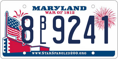 MD license plate 8BL9241