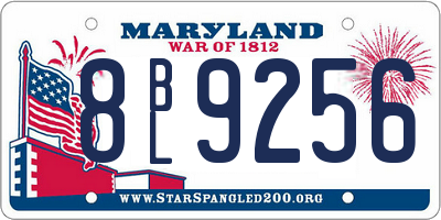 MD license plate 8BL9256