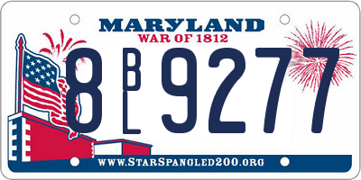 MD license plate 8BL9277