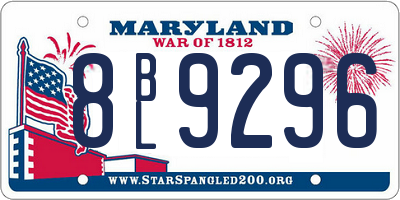 MD license plate 8BL9296
