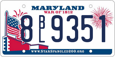 MD license plate 8BL9351