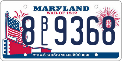MD license plate 8BL9368