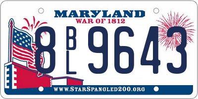 MD license plate 8BL9643