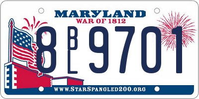 MD license plate 8BL9701