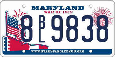 MD license plate 8BL9838