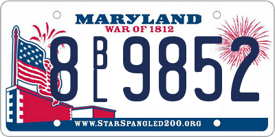 MD license plate 8BL9852