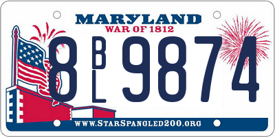 MD license plate 8BL9874
