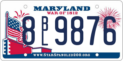 MD license plate 8BL9876