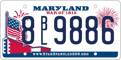 MD license plate 8BL9886