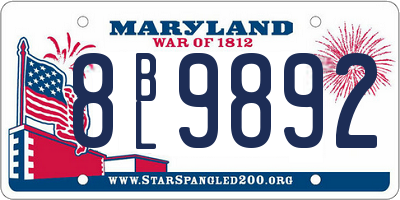 MD license plate 8BL9892