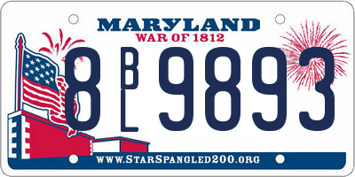 MD license plate 8BL9893