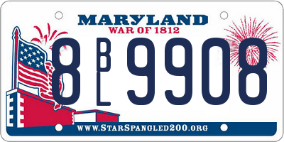 MD license plate 8BL9908