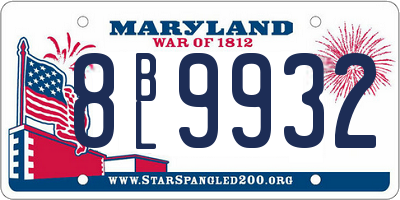MD license plate 8BL9932