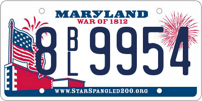 MD license plate 8BL9954