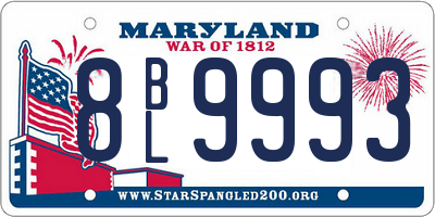 MD license plate 8BL9993