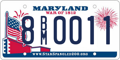 MD license plate 8BM0011