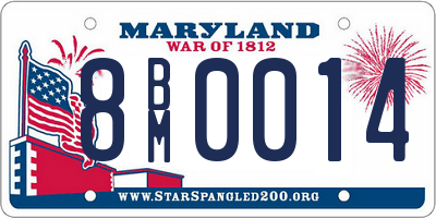 MD license plate 8BM0014