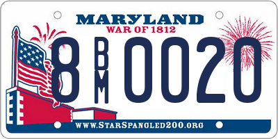 MD license plate 8BM0020