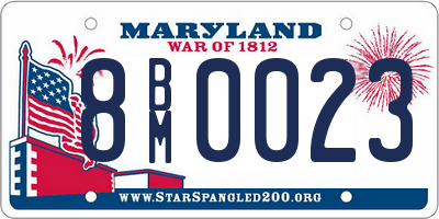 MD license plate 8BM0023