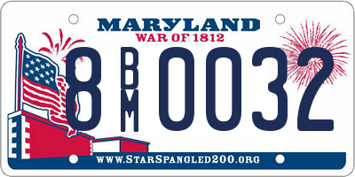 MD license plate 8BM0032