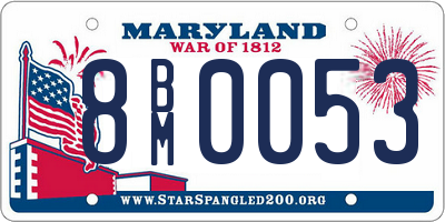 MD license plate 8BM0053