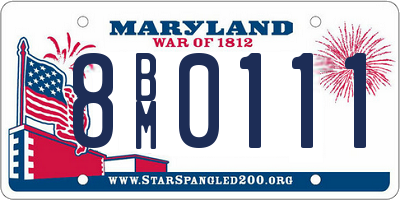 MD license plate 8BM0111