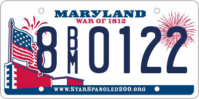 MD license plate 8BM0122