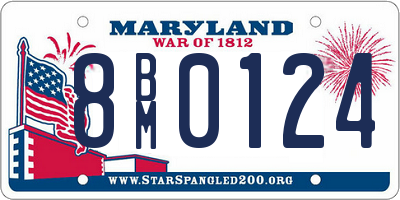 MD license plate 8BM0124