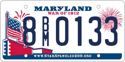 MD license plate 8BM0133