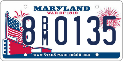 MD license plate 8BM0135