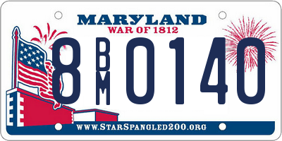 MD license plate 8BM0140