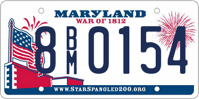 MD license plate 8BM0154
