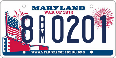MD license plate 8BM0201