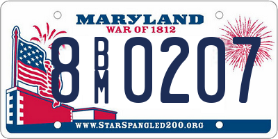 MD license plate 8BM0207