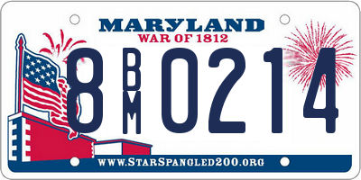 MD license plate 8BM0214
