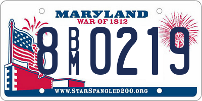 MD license plate 8BM0219