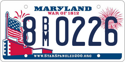 MD license plate 8BM0226
