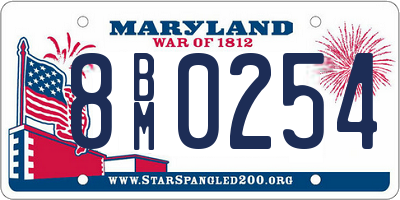 MD license plate 8BM0254