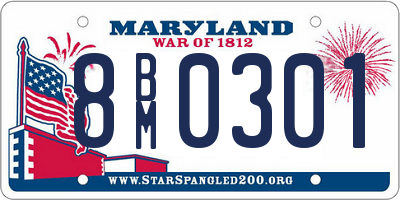 MD license plate 8BM0301