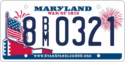 MD license plate 8BM0321